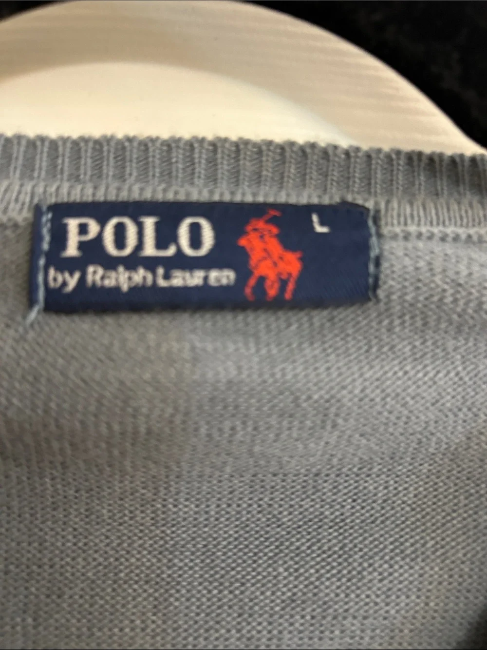 Polo Ralph Lauren Men’s V-Neck Sweater with Suede Elbow Patches